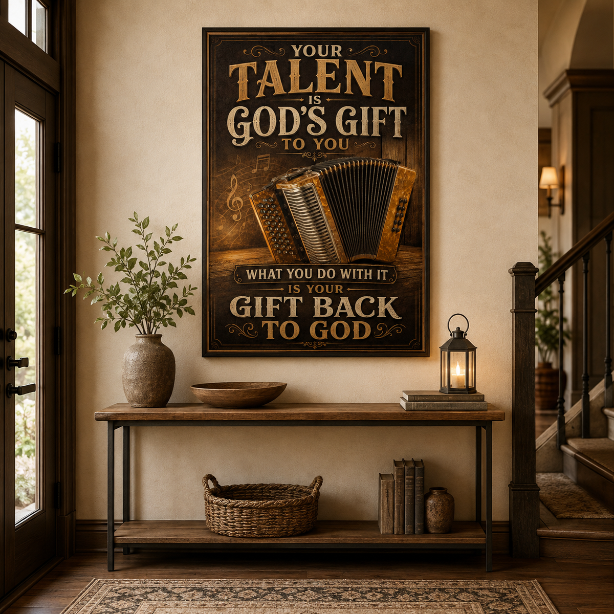 Accordion Your Talent Is God's Gift Poster, Inspirational Accordion Wall Art, Musician Gift