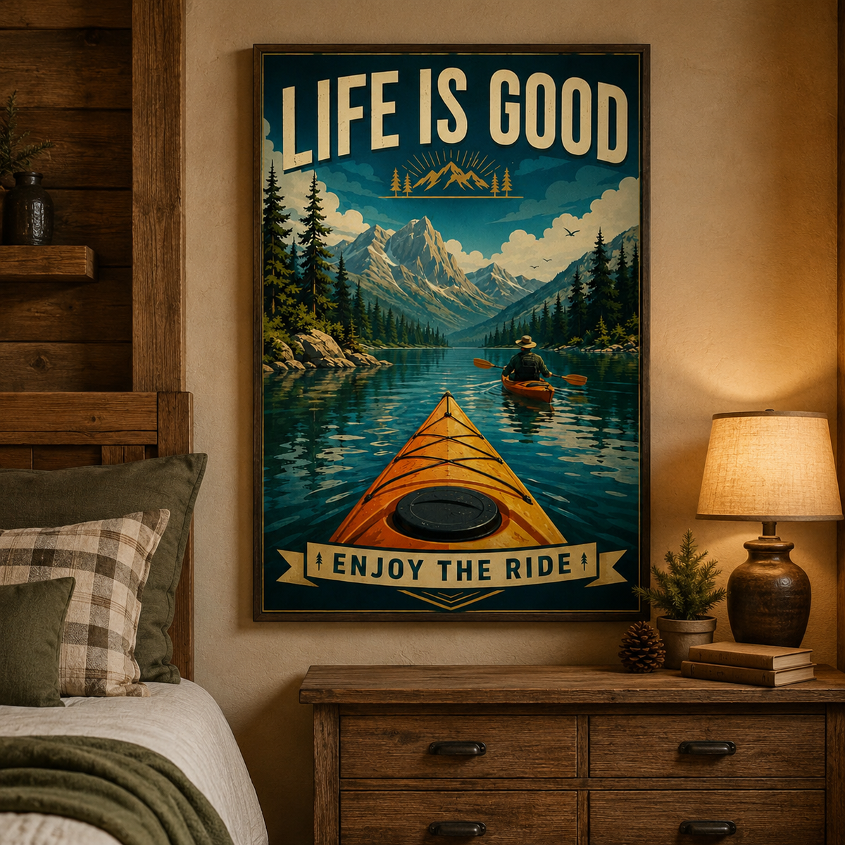 Kayaking Life Is Good Poster, Motivational Kayak Wall Art, Kayaker Gift, Outdoor Adventure Quote Print