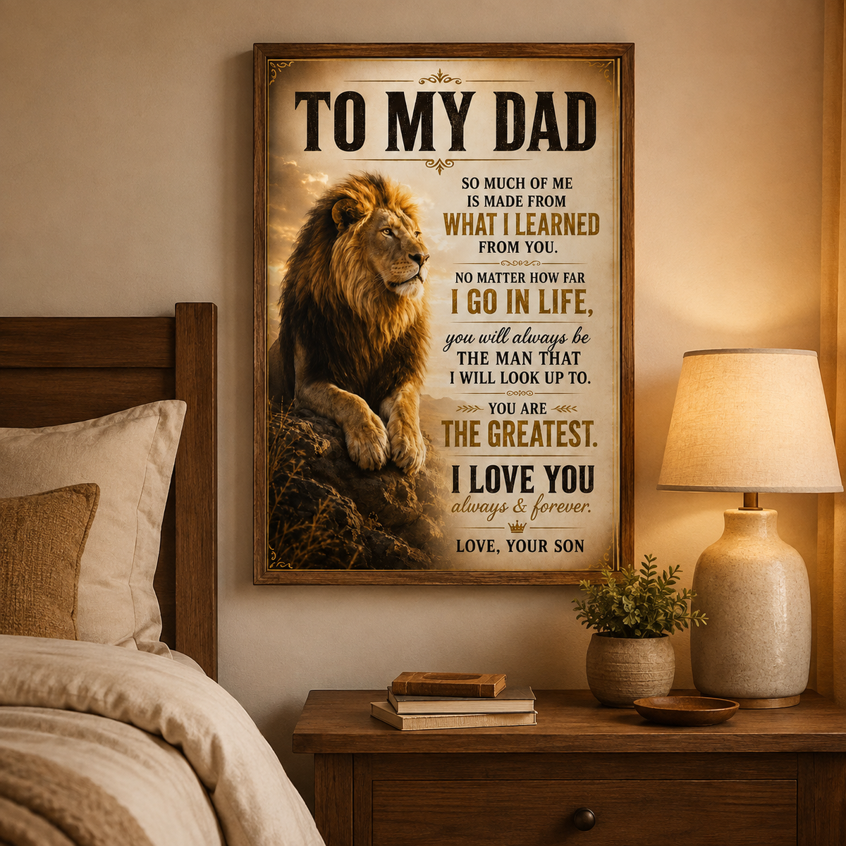 To My Dad Lion Poster, Gift for Dad from Son or Daughter, Father Lion Poster