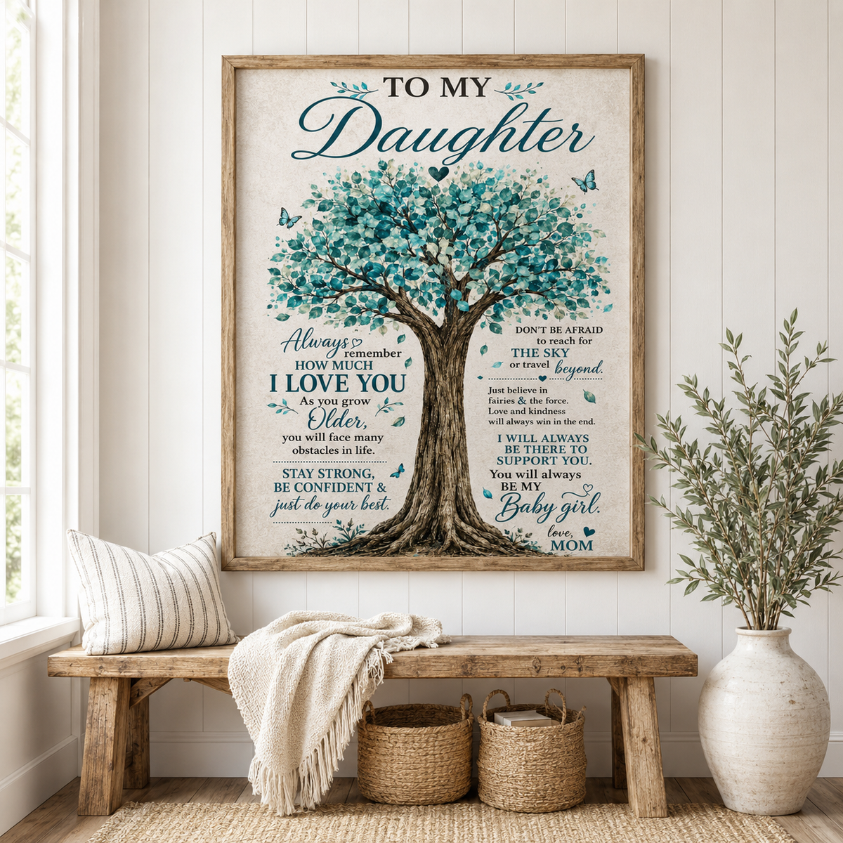 To My Daughter Tree Poster, Inspirational Gift From Mom, Mother Daughter Wall Art