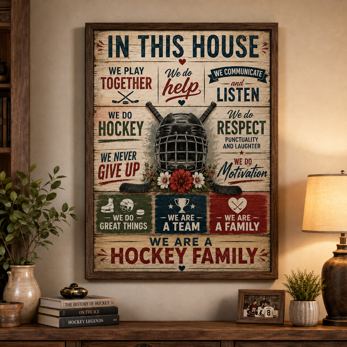 We Are a Hockey Family Poster, Ice Hockey Family Wall Art, Hockey Player Gift