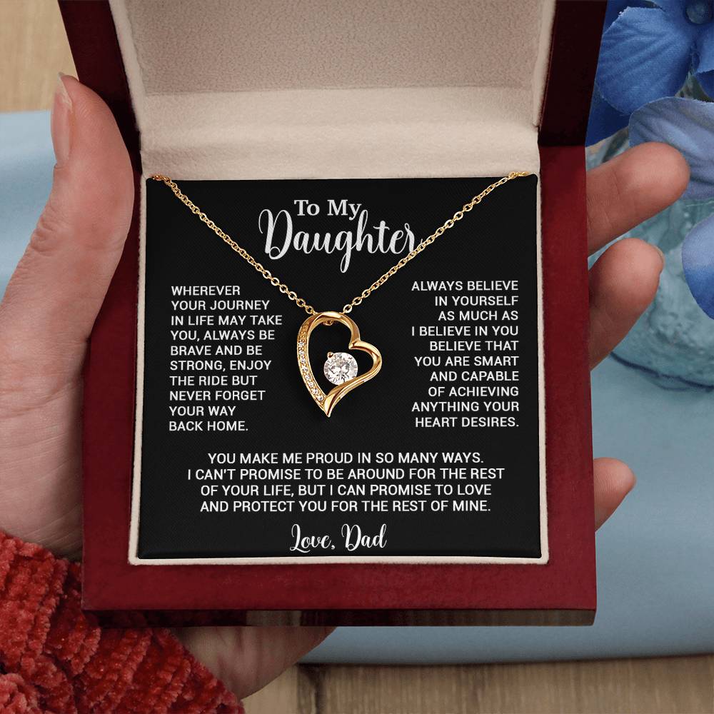To My Daughter Necklace, Gift for Daughter from Dad, Father Daughter Necklace 3_6_Black