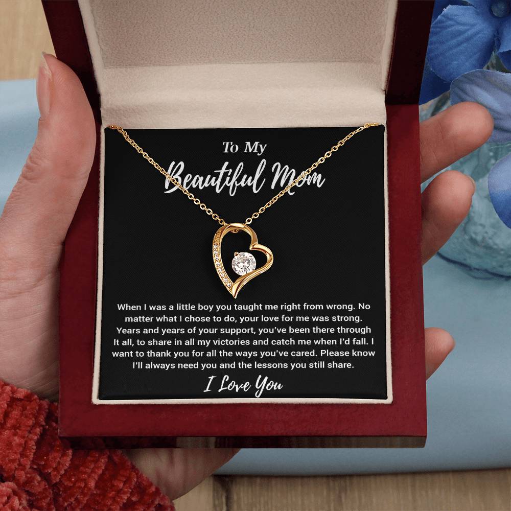 To My Beautiful Mom Necklace Mom Birthday Gift Mother's Day Gift Necklace For Mom From Son_Black