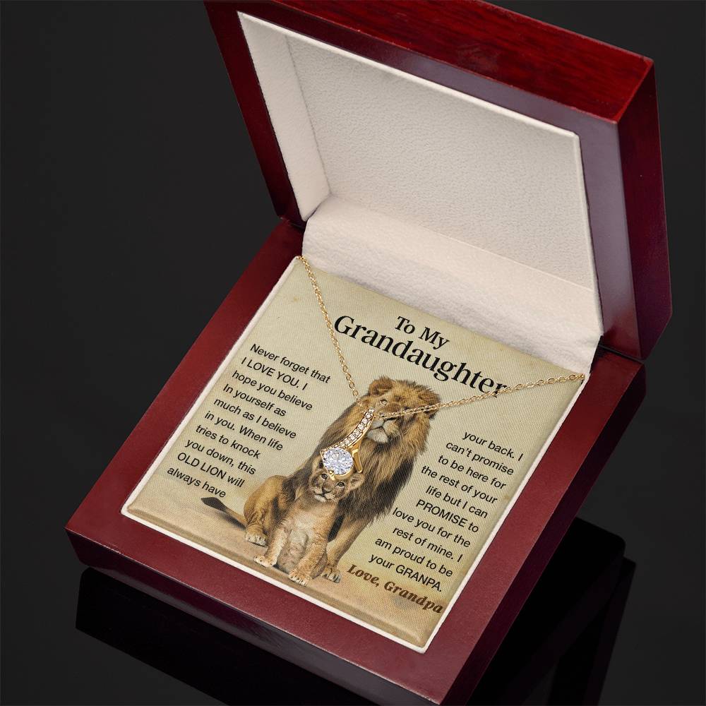 To My Granddaughter Necklace , Gift From Grandpa Papa Lion Dad, Christmas Gift