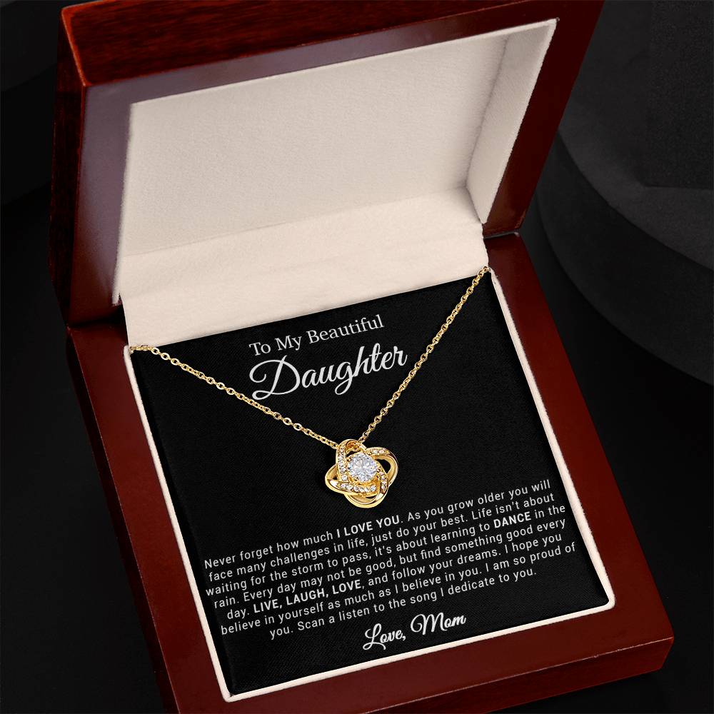 To My Daughter Necklace, Gift for Daughter from mom, Daughter mother Necklace 20_4_Black