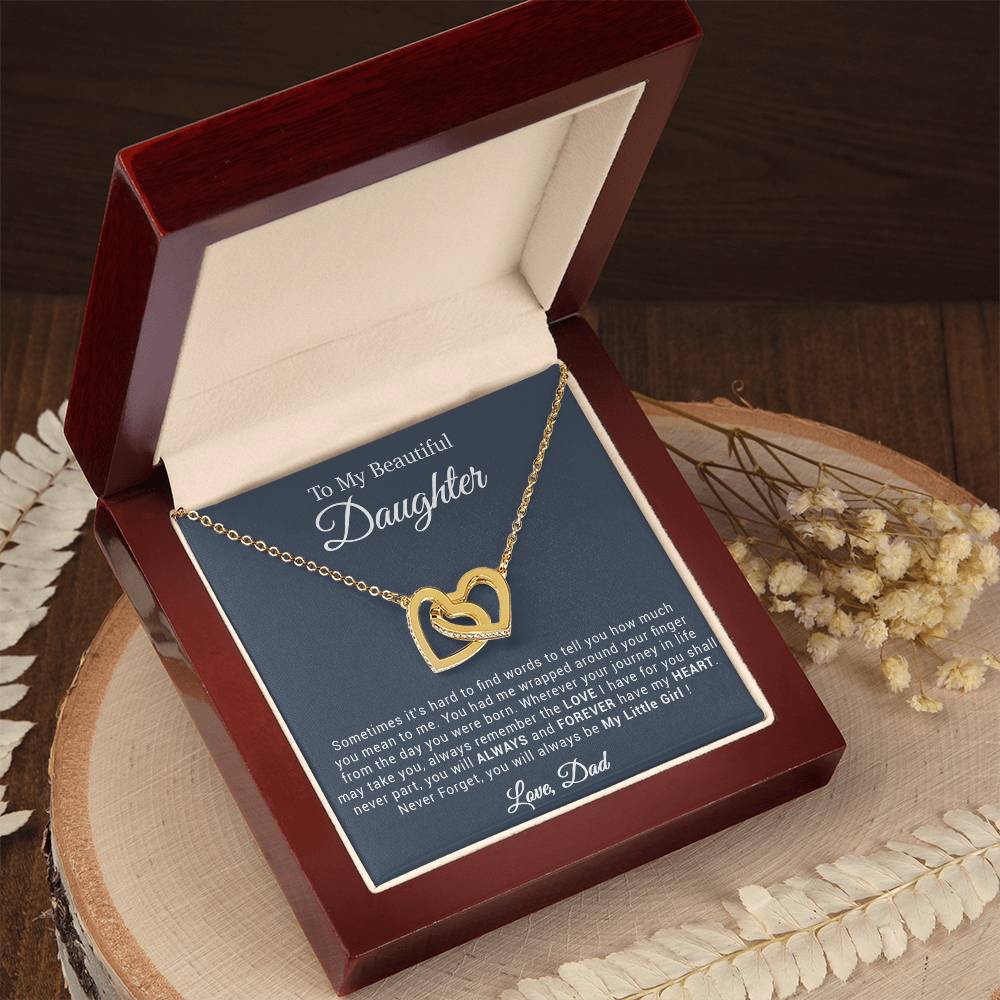 To My Daughter Necklace, Gift for Daughter from Dad, Father Daughter Necklace 20_4_Black