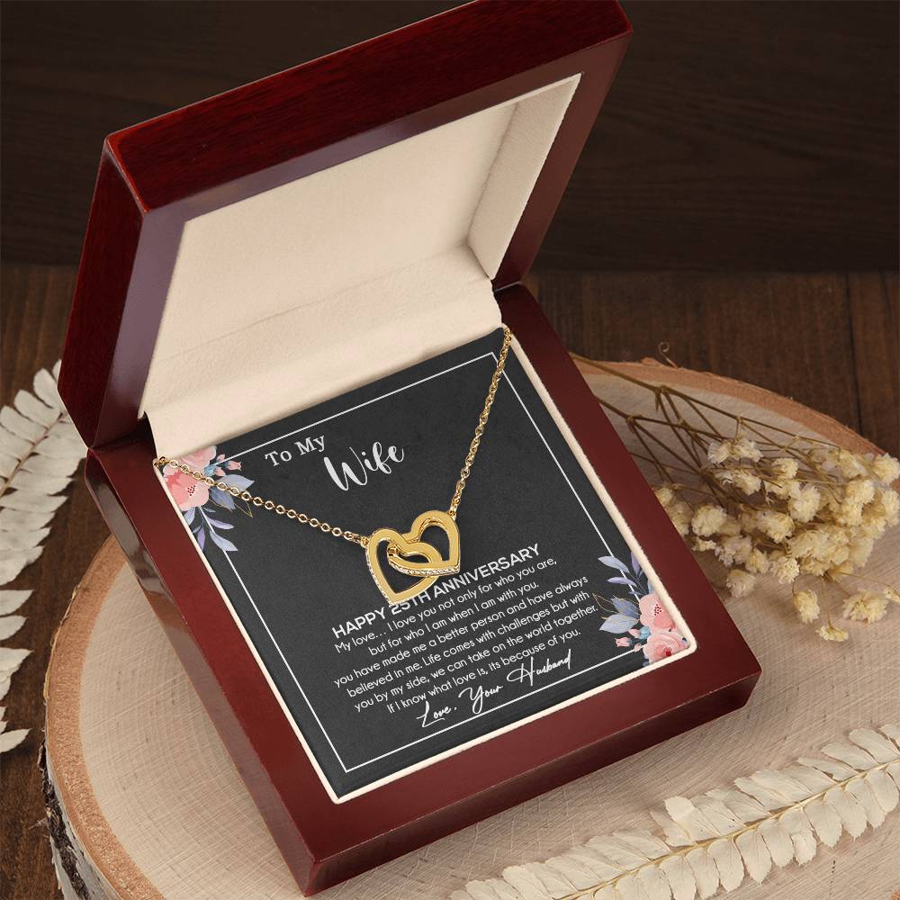 25th Anniversary Gift For Wife Necklace, 25 Year Anniversary, 25th Wedding Gift _Black