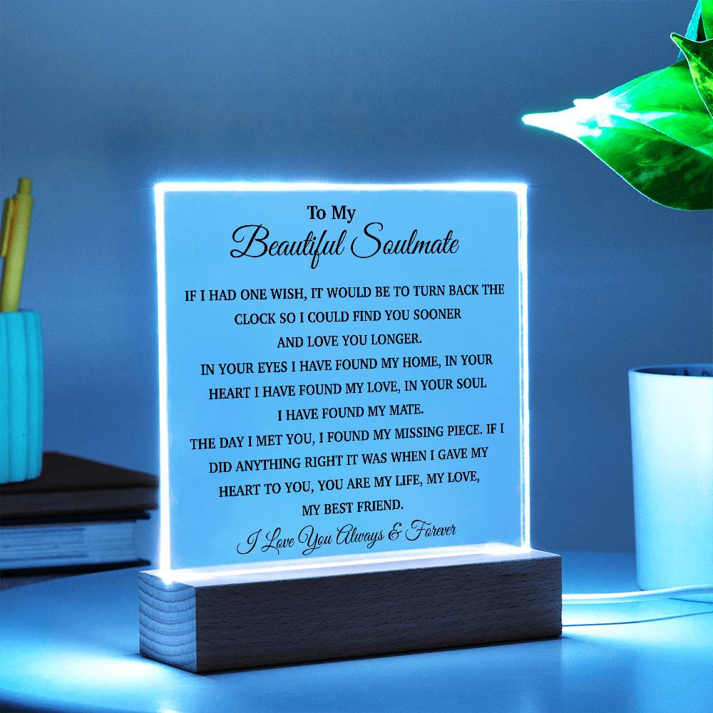 To My Soulmate Acrylic Plaque, Gifts for Wife, Soulmate from Husband, Soulmate Gift