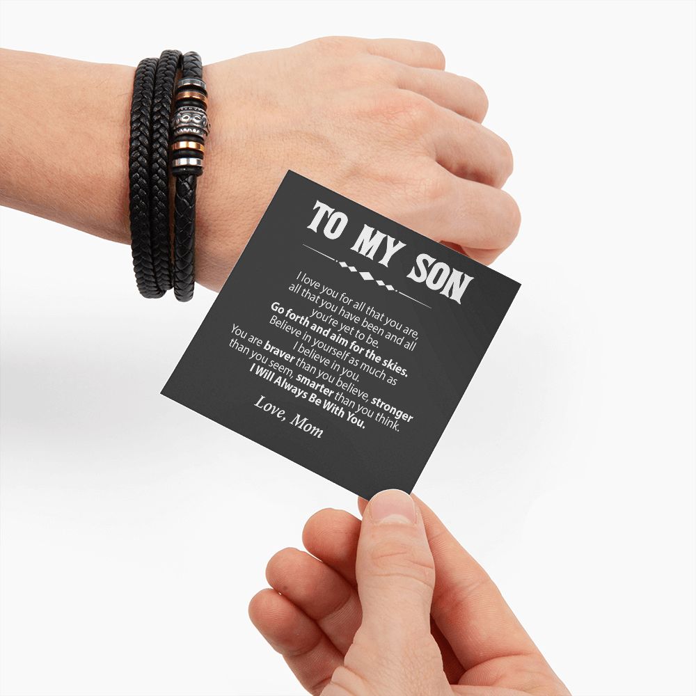 To My Son Leather Bracelet from Mom, Son Gift from Mom, Son Graduation Gift, Son Birthday Gift