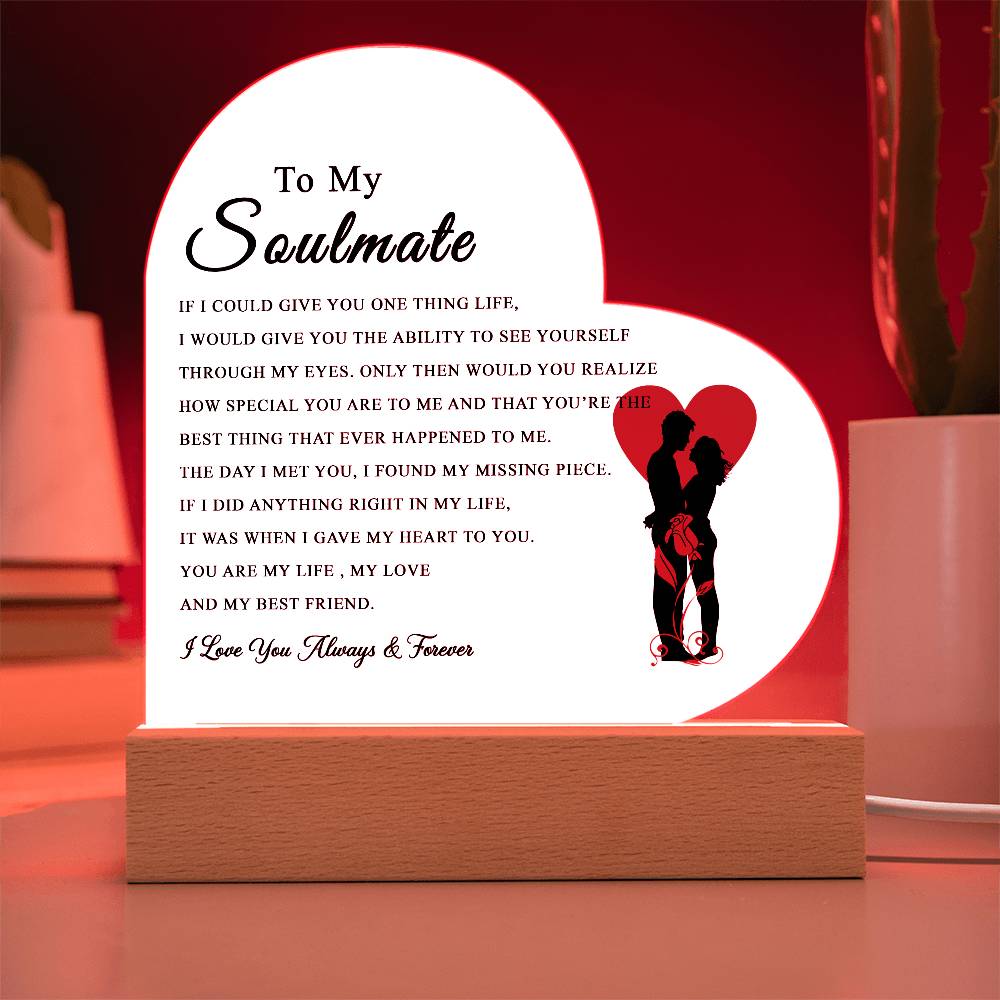 To My Soulmate Acrylic Plaque, Gifts for Wife, Soulmate from Husband Soulmate Gift