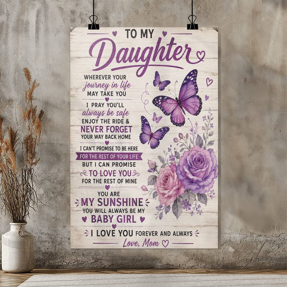 To My Daughter Poster, Gift for Daughter from Mom, Sentimental Daughter Wall Art, Mom Gift