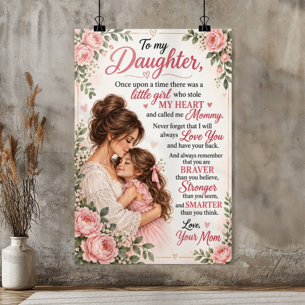 To My Daughter Mom Love Quote Poster - Mother Daughter Floral Decor Poster