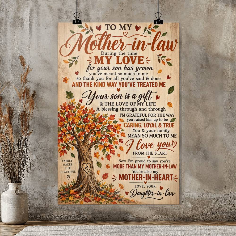 To My Mother-in-Law Poster, Mother-in-Heart Gift from Daughter-in-Law, Family Tree Wall Art