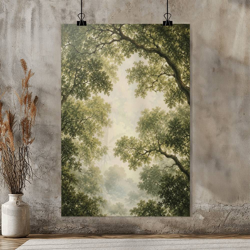 Forest Canopy Green Tree Ceiling Poster