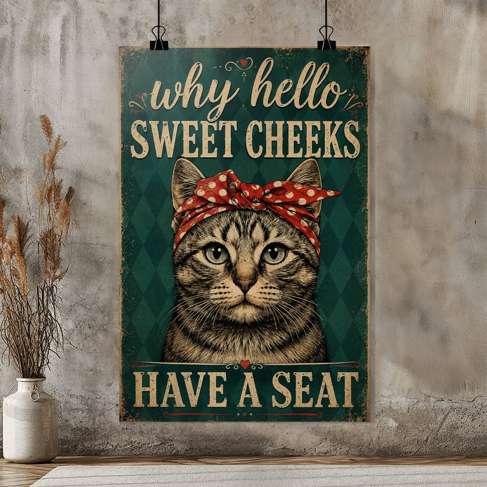 Why Hello Sweet Cheeks Cat Poster