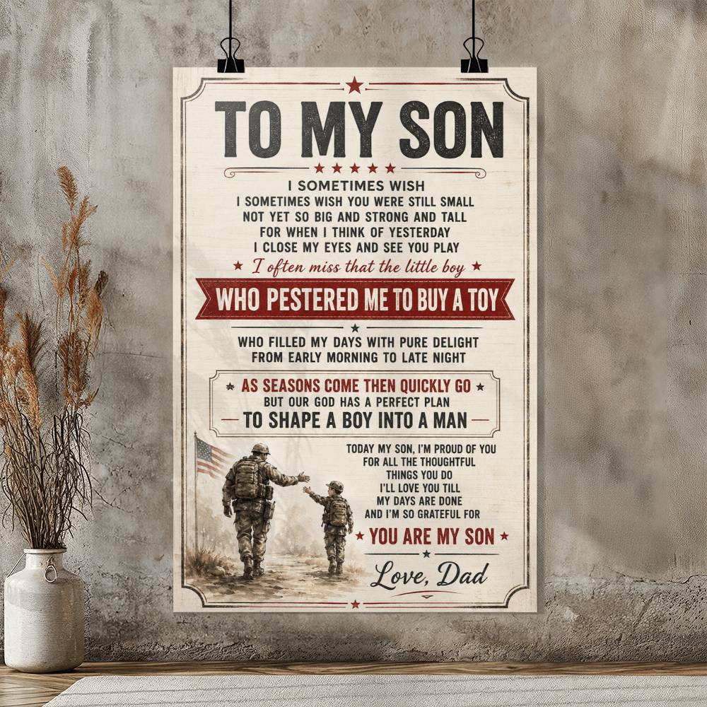 Son Poster Gift from Mom, To My Son Wall Art, Sentimental Family Print