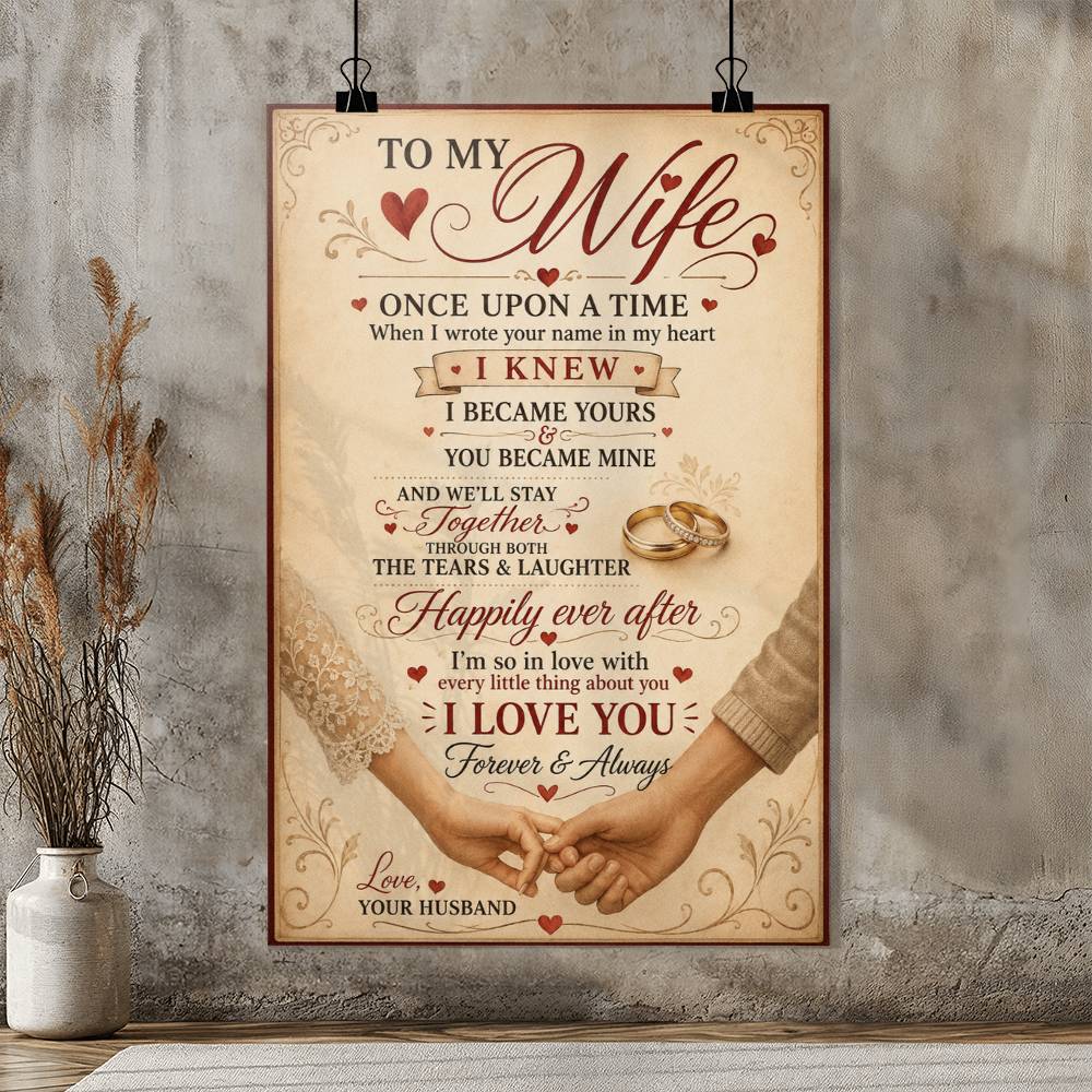 To My Wife Poster from Husband, Romantic Gift for Wife, Sentimental Love Wall Art, Couple Print