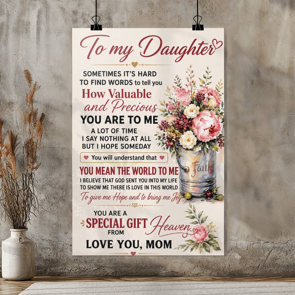 To My Daughter Poster, Gift for Daughter from Mom, Love You Mom Poster