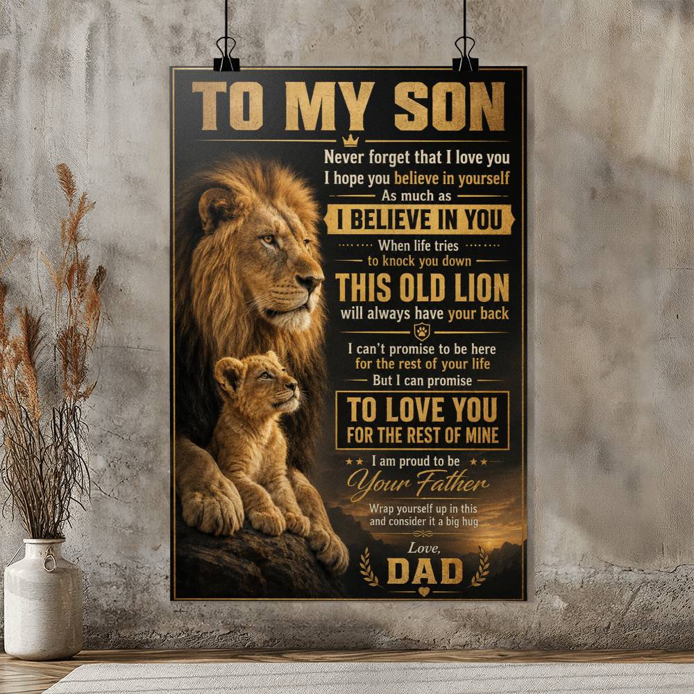 To My Son Lion Dad Poster, Gift from Dad to Son, Father Son Lion Wall Art, Faterh Poster Gift