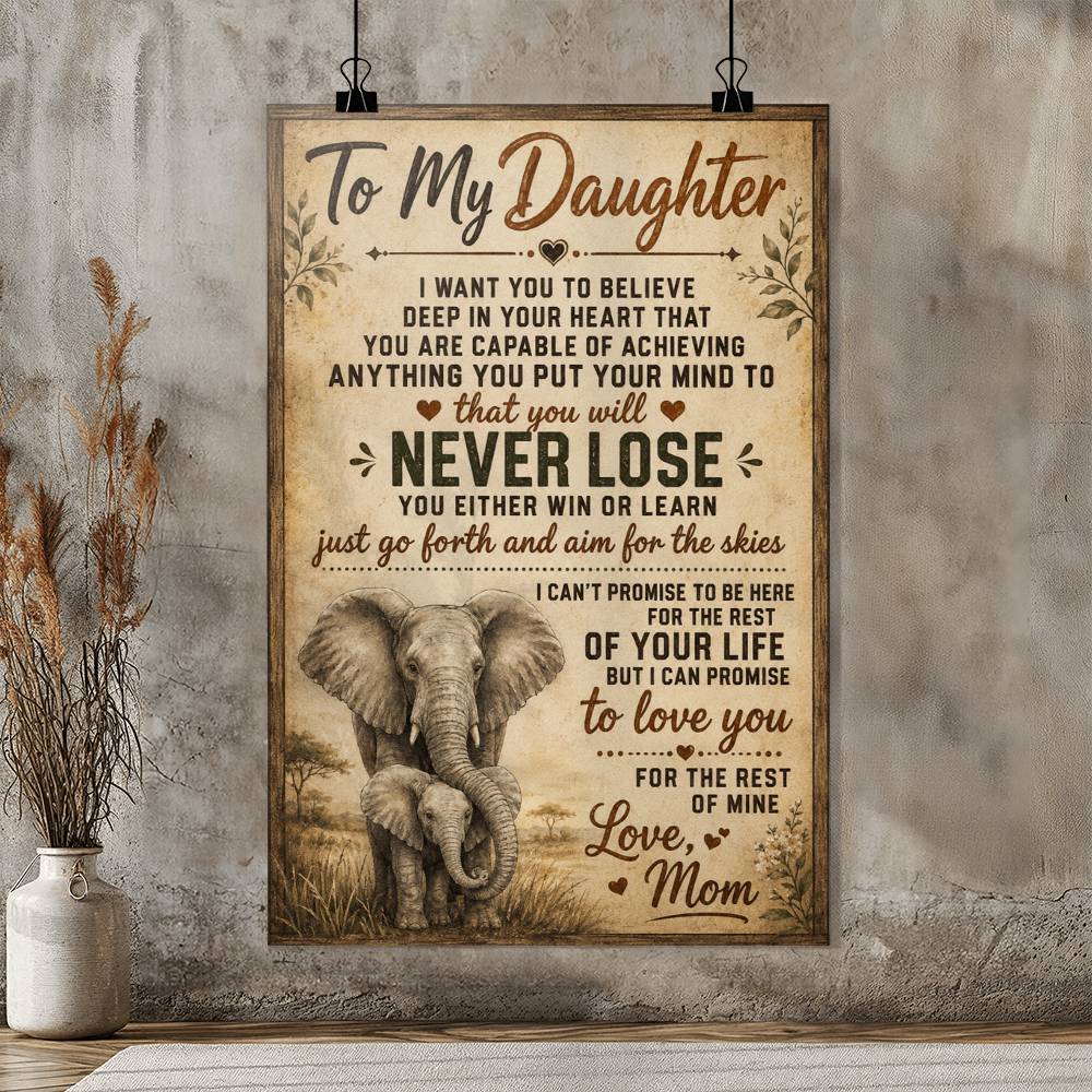 To My Daughter Wall Art Elephant Poster