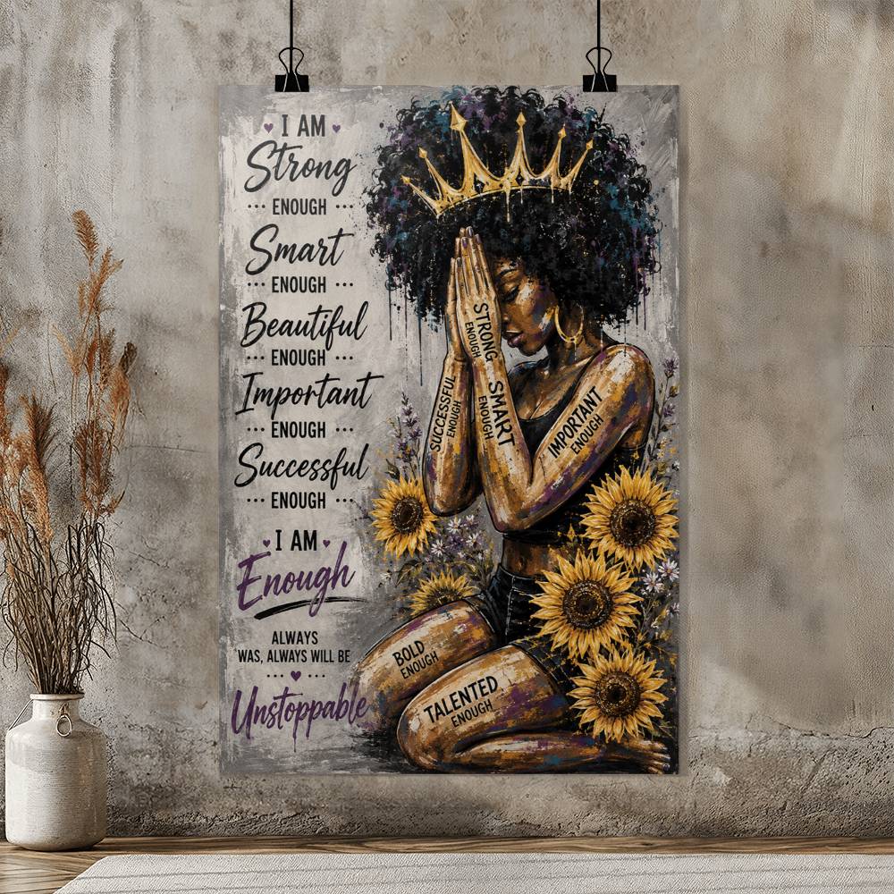 Black Queen Yoga Afro Woman Poster