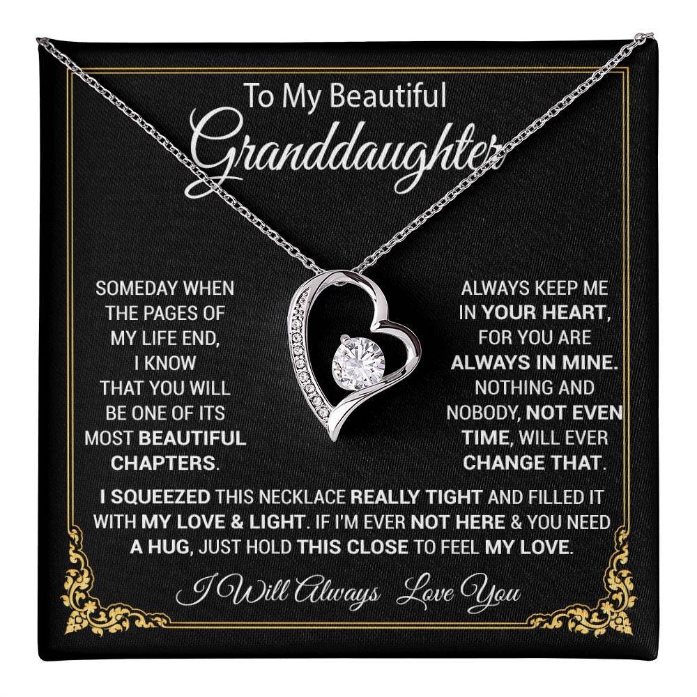 To My Granddaughter Necklace, Gift For Your Granddaughter, Christmas,Anniversary, Graduation_Black
