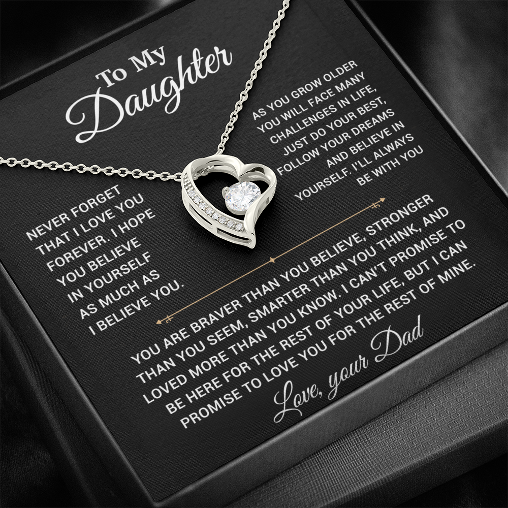 To My Daughter Necklace, Gift for Daughter from Dad, Father Daughter Necklace 15_2_Black