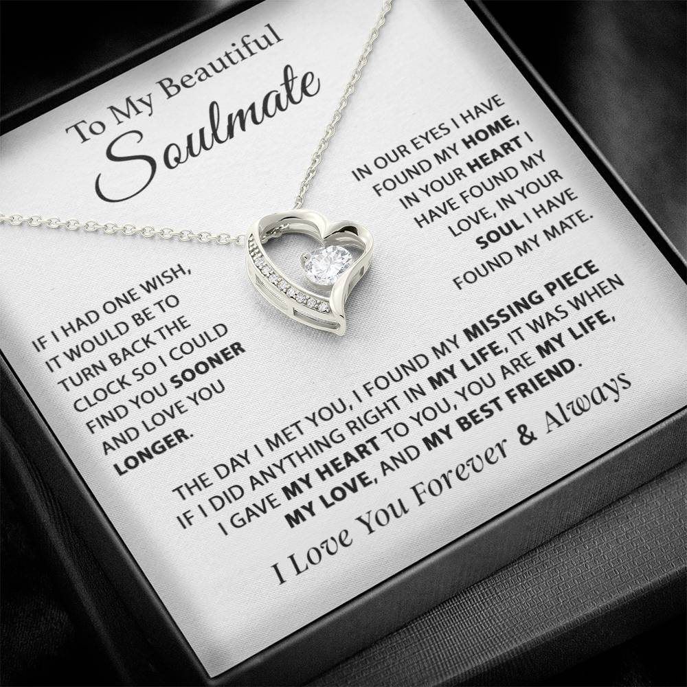 To My Soulmate Necklace, Gift For Girlfriend Wife, Birthday Gifts Christmas Gifts 11_11_White