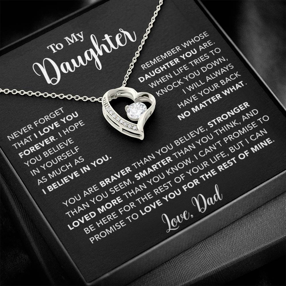 To My Daughter Necklace, Gift for Daughter from Dad, Father Daughter Necklace 7_4_Black