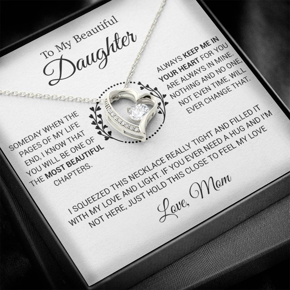 To My Daughter Necklace, Gift for Daughter from Mom, Daughter Mother Necklace 15_12_White