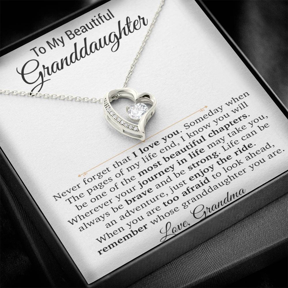 To My Granddaughter Necklace, Xmas Birthday Gift For Granddaughter From Grandma