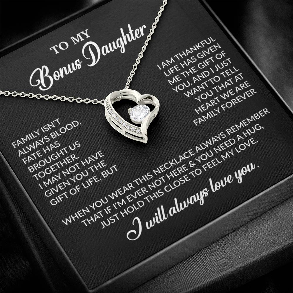 To My Bonus Daughter Necklace, Gift for Bonus Daughter, Step Daughter Birthday 2_10_Black
