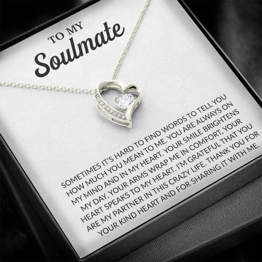 To My Soulmate Necklace, Anniversary Gift for Her, Gifts for Wife, Gifts for Girlfriend_White