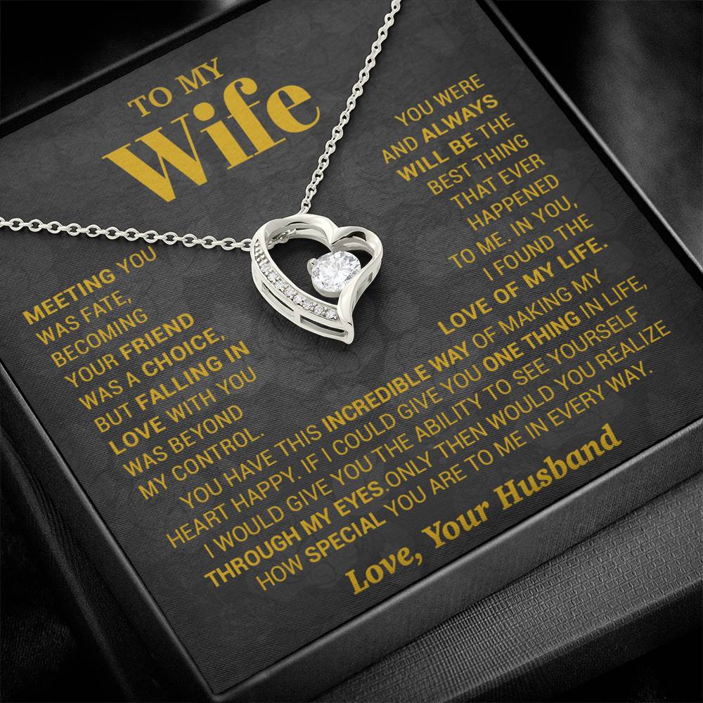 To My Wife Necklace, Meeting You Was Fate Love, Your Husband, Best Necklace For Wife_Gold
