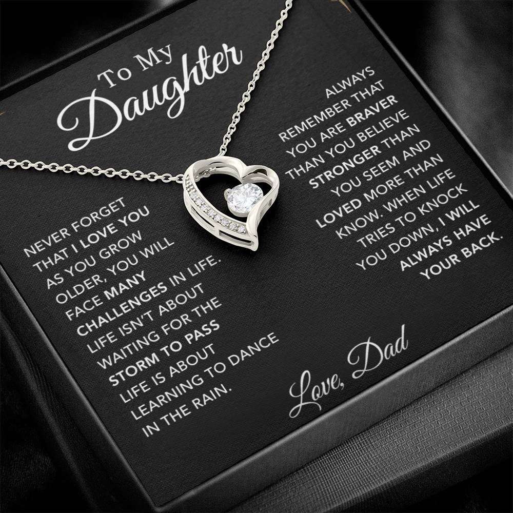 To My Daughter Necklace, Daughter Father Necklace, Daughter Gift From Dad_Black