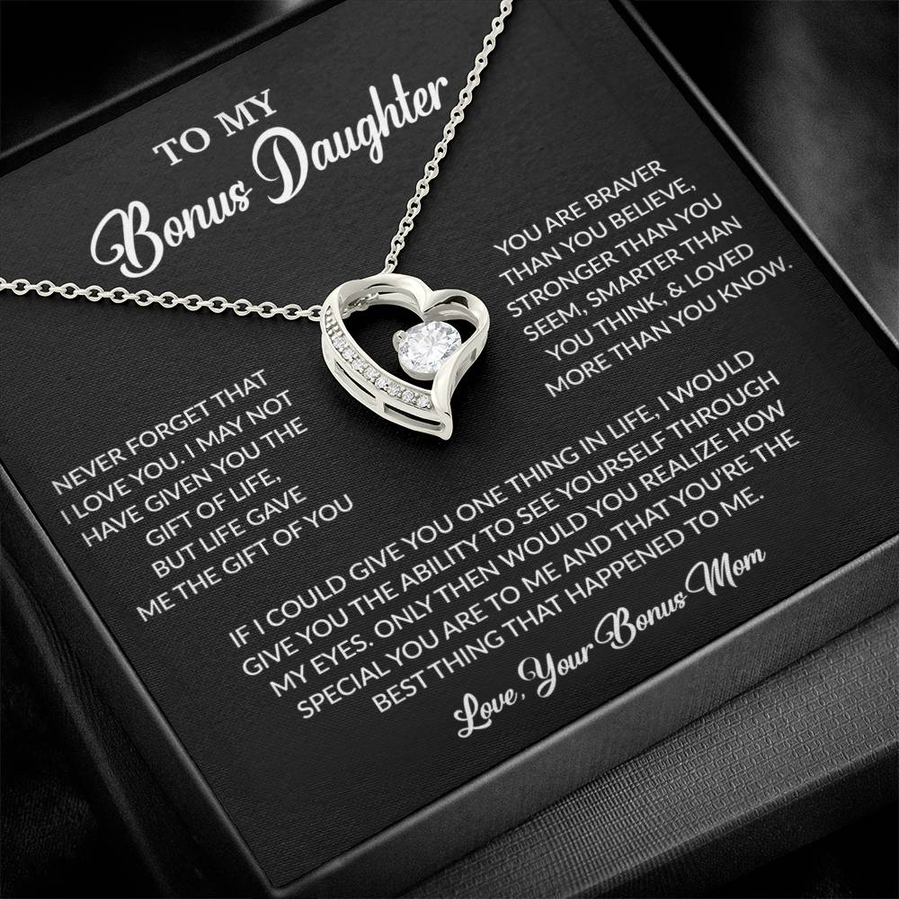 To My Bonus Daughter Necklace, Gift for Bonus Daughter, Step Daughter Birthday 5_6_Black