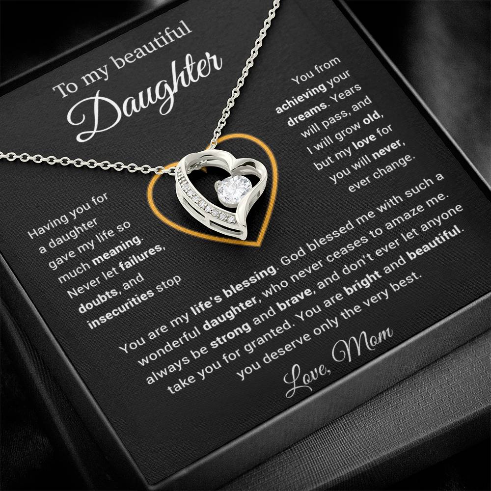 To My Daughter Necklace, Gift for Daughter from Mom, Daughter Mother Necklace 25_3_Black