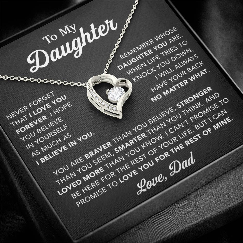 To My Daughter Necklace, Gift for Daughter from Dad, Father Daughter Necklace 25_2_Black