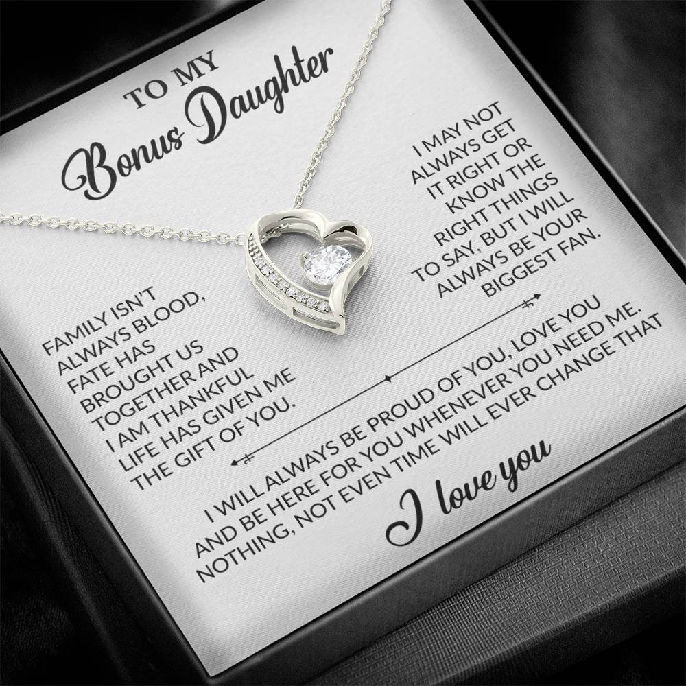 To My Bonus Daughter Necklace, Gift for Bonus Daughter, Step Daughter Birthday 20_2_White
