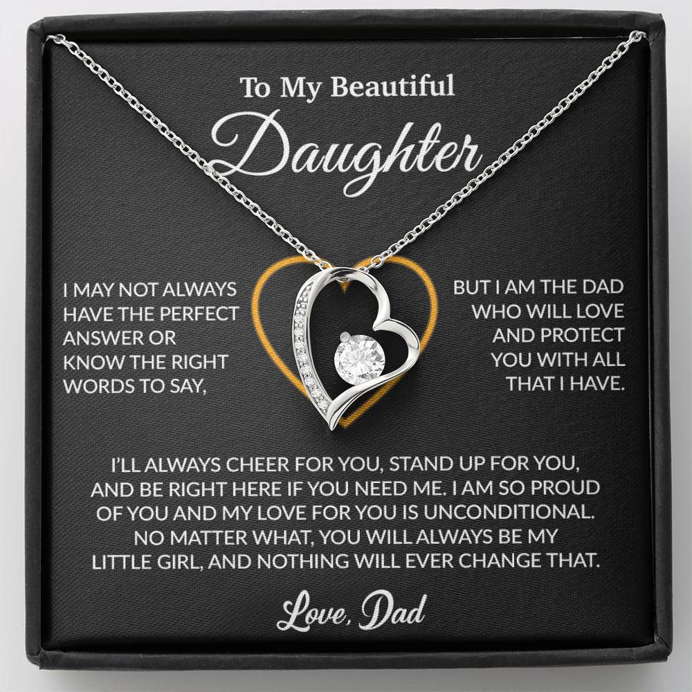 To My Daughter Necklace, Gift for Daughter from Dad, Father Daughter Necklace 7_6_Black
