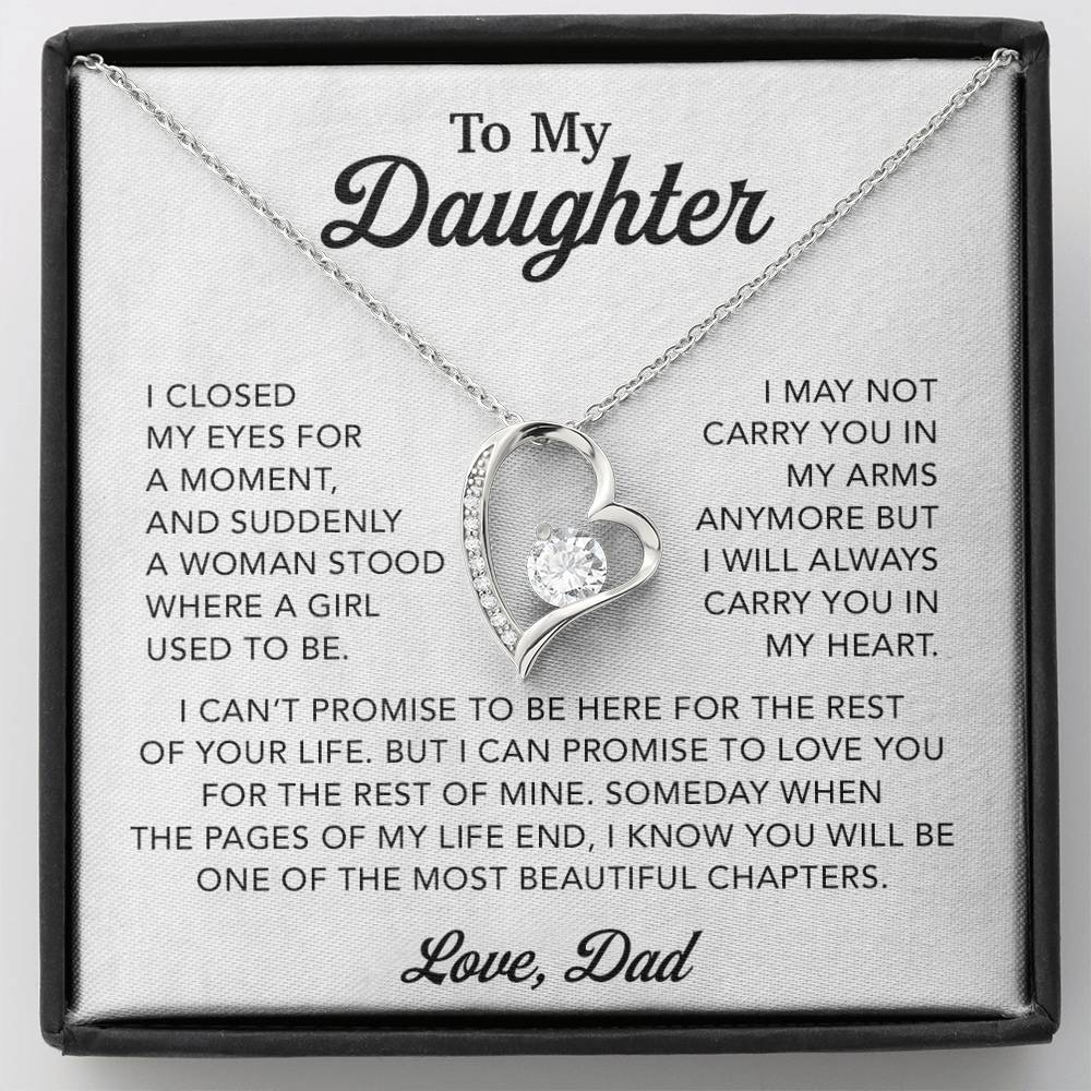 To My Daughter Necklace, Gift for Daughter from Dad, Father Daughter Necklace 28_3_White