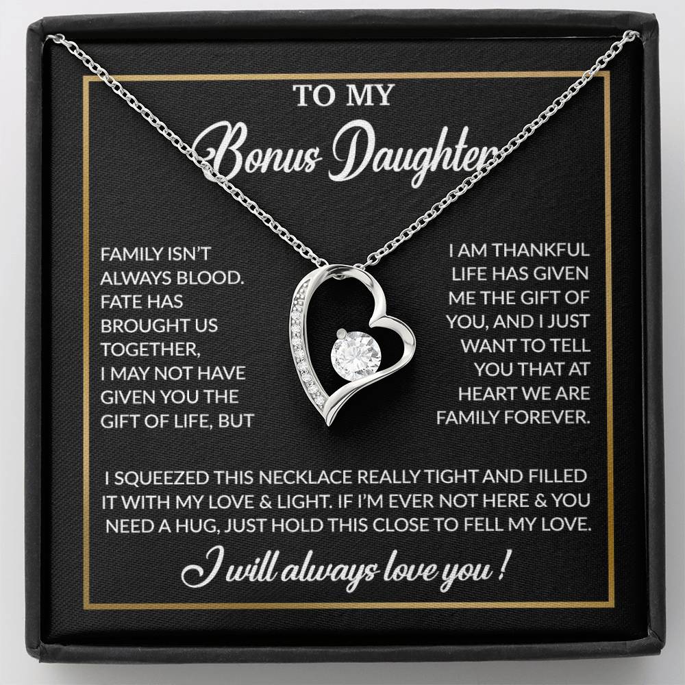 To My Bonus Daughter Necklace, Gift for Bonus Daughter, Step Daughter Birthday 3_12_Black