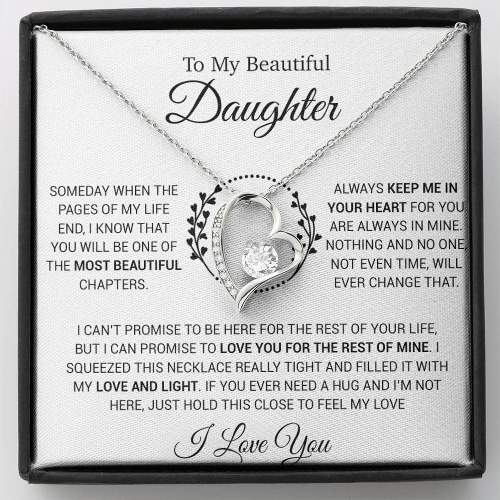 To My Daughter Necklace, Gift for Daughter from Dad, Daughter Father Necklace 16_12_White
