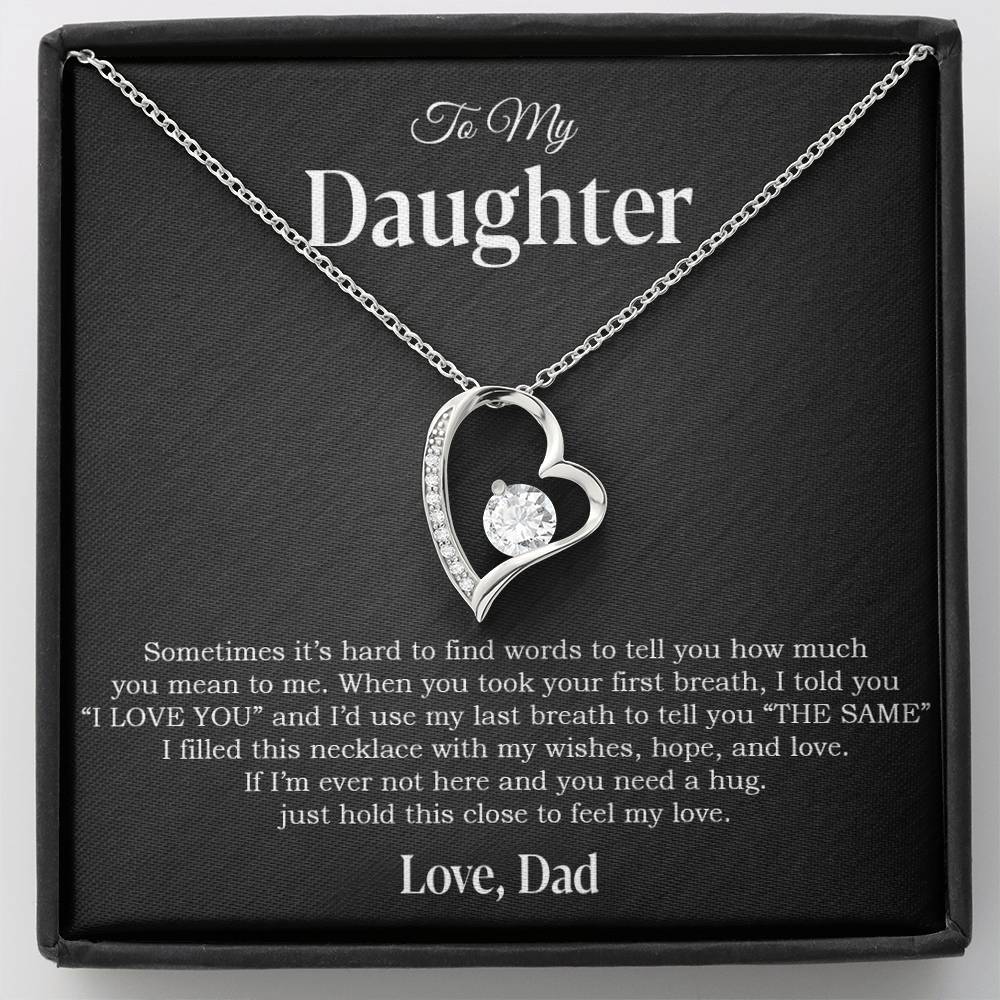 To My Daughter Necklace, Gift for Daughter from Dad, Father Daughter Necklace 14_4_Black