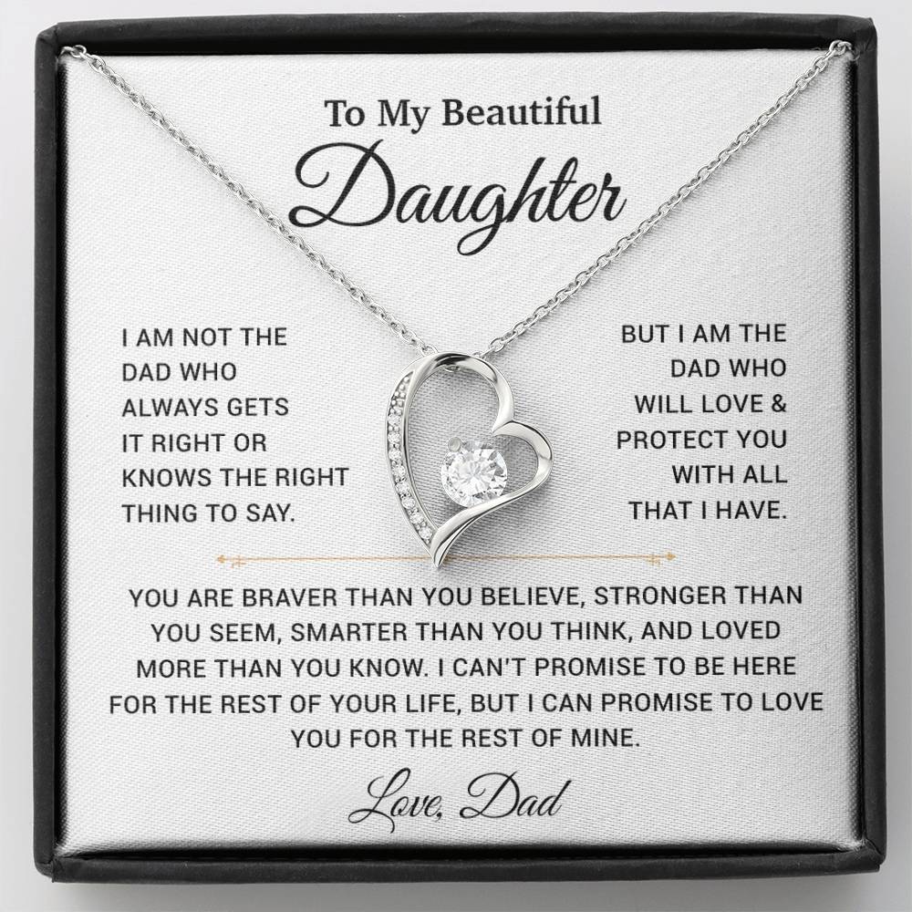 To My Daughter Necklace, Gift for Daughter from Dad, Father Daughter Necklace 19_11_White