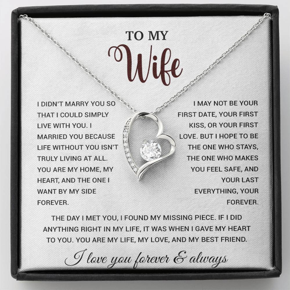 To My Wife Necklace, Gift For Wife, Anniversary Gift For Wife, Necklace For Wife 21_9_White