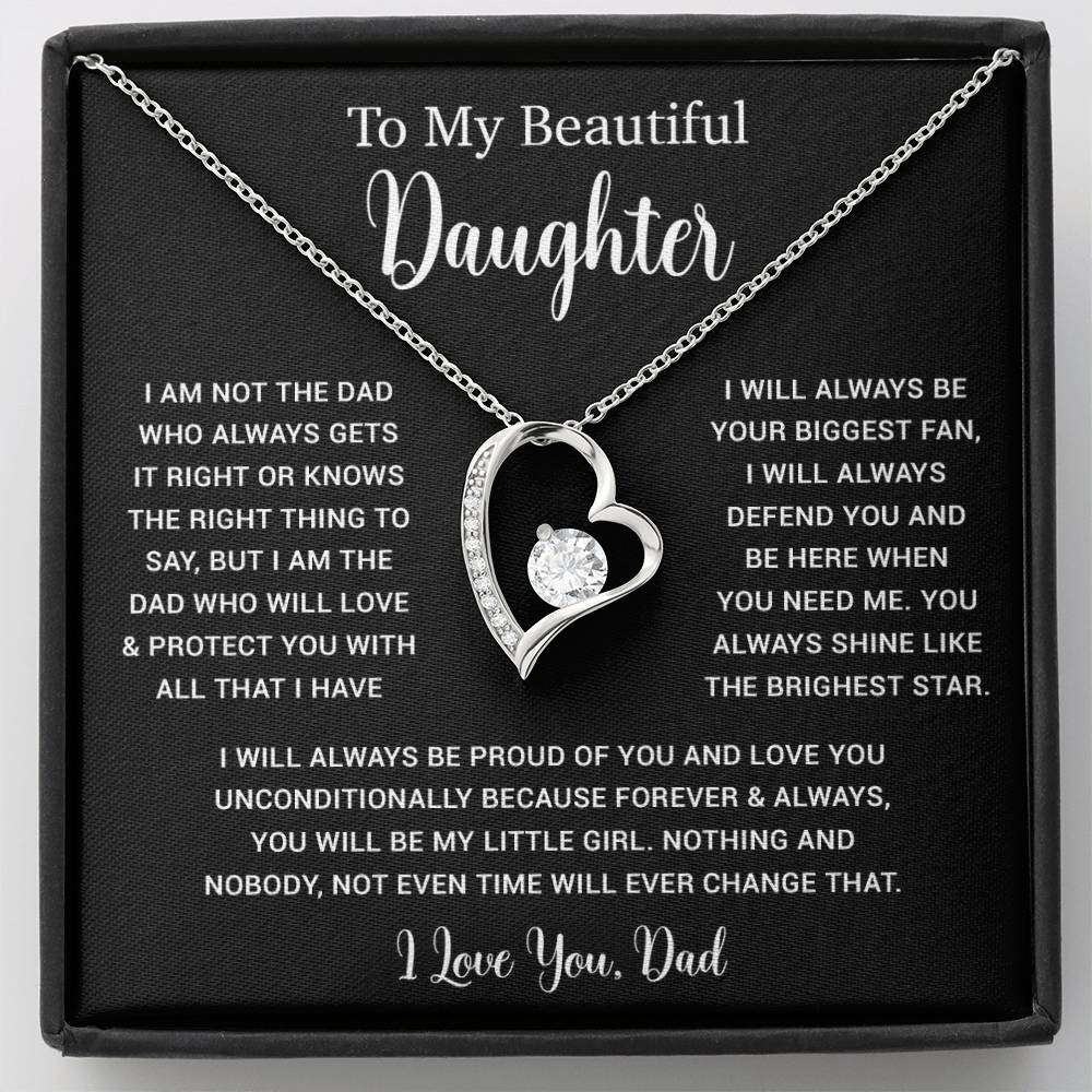 To My Daughter Necklace, Gift for Daughter from Dad, Father Daughter Necklace 6_5_Black