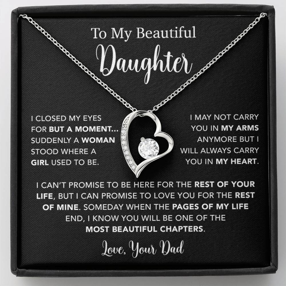 To My Daughter Necklace, Gift for Daughter from Dad, Father Daughter Necklace 22_5_Black