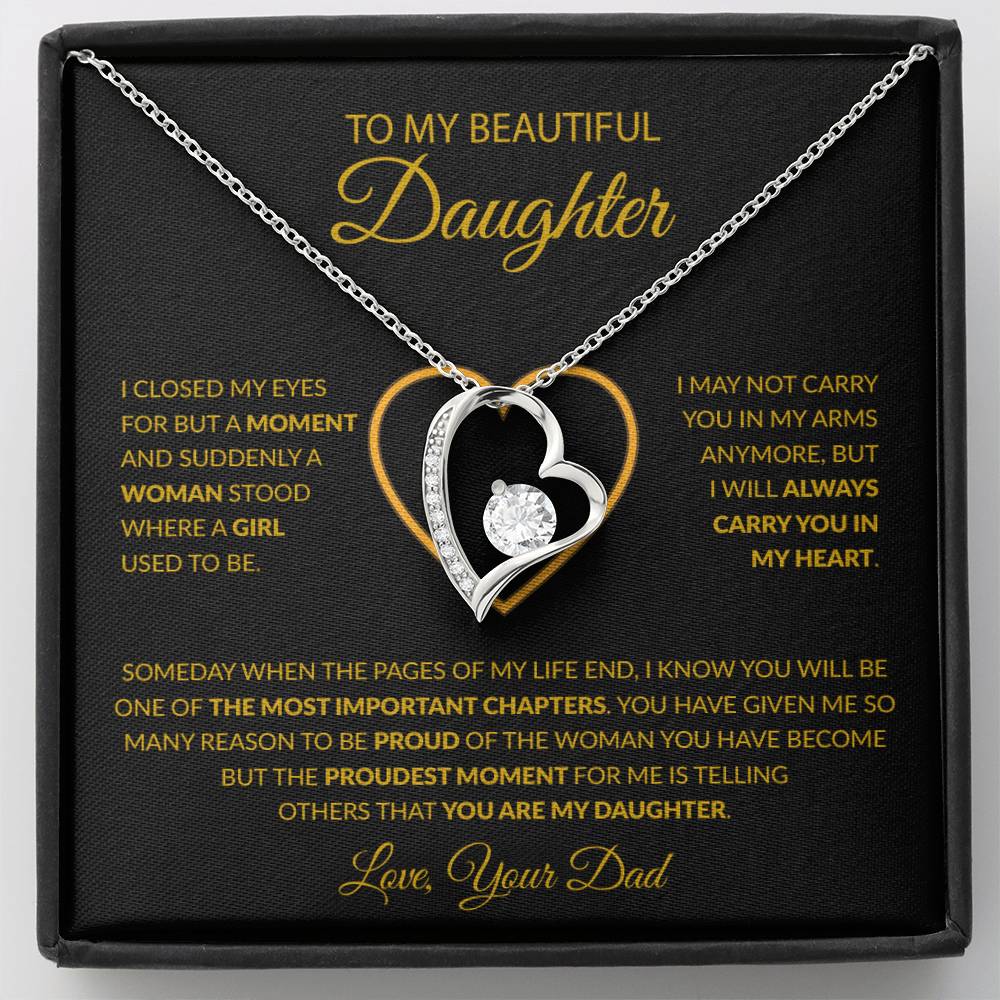 To My Daughter Necklace, Gift For Daughter From Dad, Daughter Father Necklace 8_12_Gold