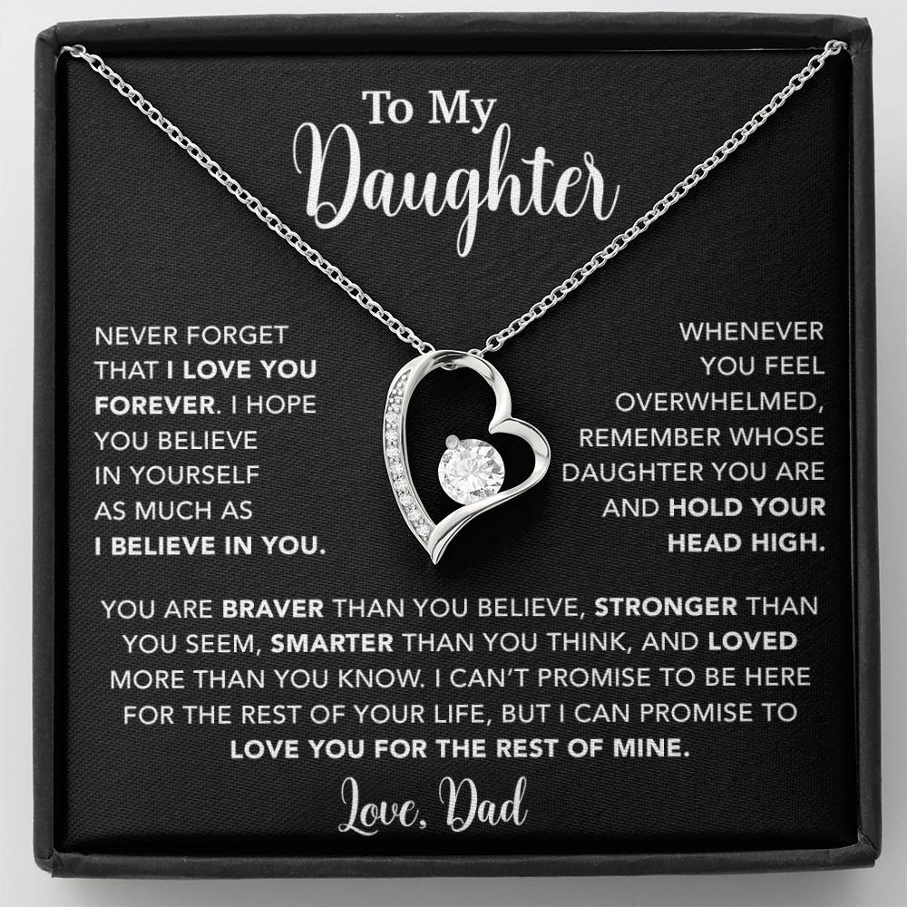 To My Daughter Necklace, Gift for Daughter from Dad, Father Daughter Necklace 9_4_Black